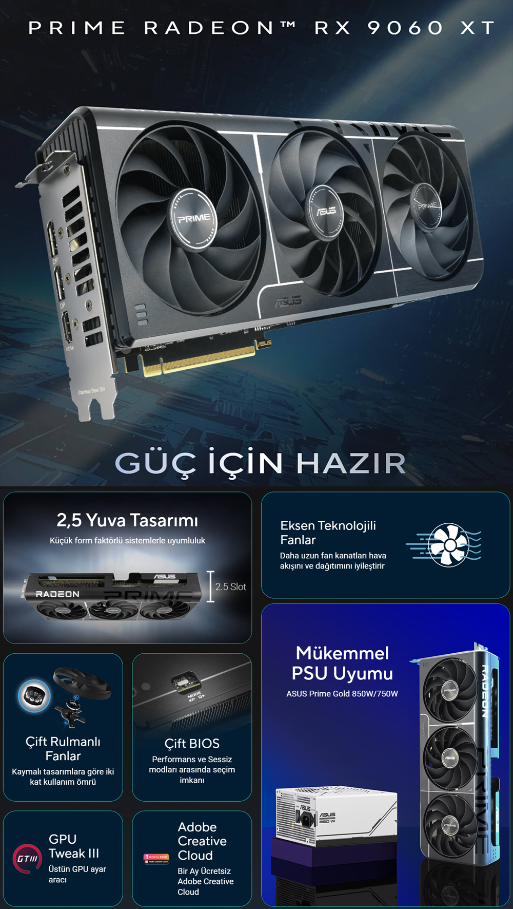 ASUS Prime Radeon™ RX 9060 XT OC Edition 8GB GDDR6