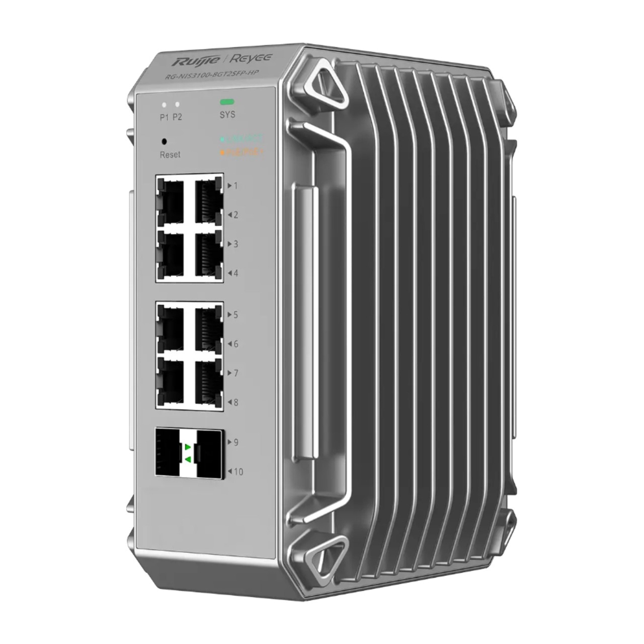 RUIJIE REYEE NIS3100-8GT2SFP-HP 8 PORT 10/100/1000 8 PORT POE 2 X SFP 240 WATT RUJIE CLOUD YONETILEBILIR ENDÜSTRİYEL SWITCH
