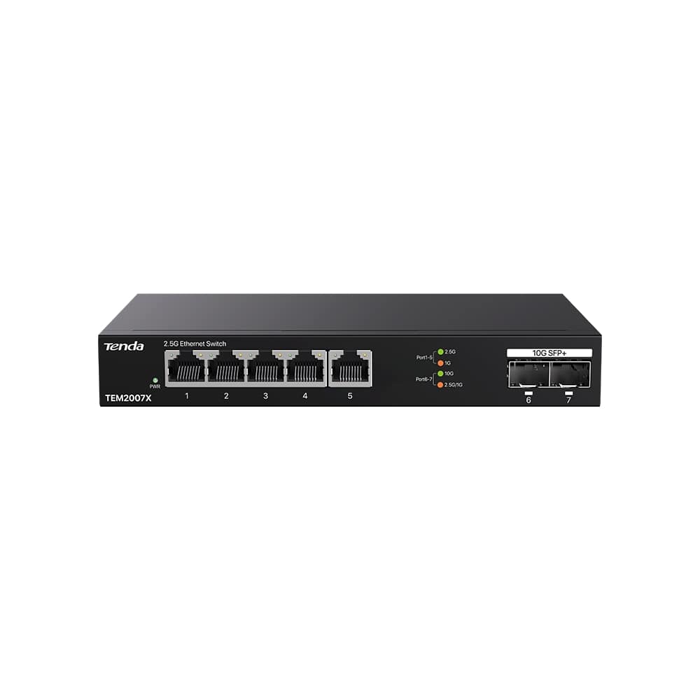 TENDA TEM2007X 5 PORT 10/100/1000/2.5G 2 X SFP YONETILEMEZ DESKTOP SWITCH