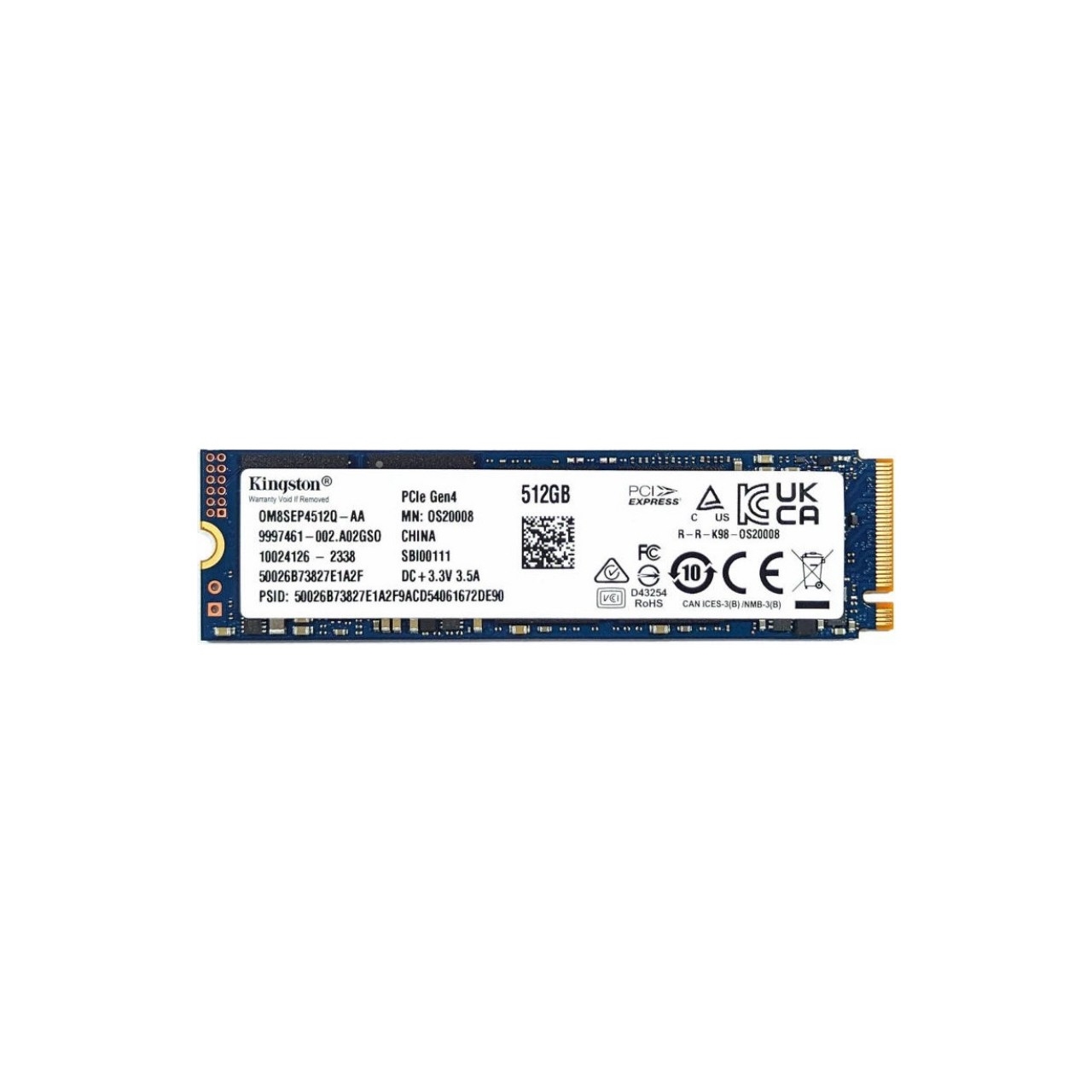 KINGSTON OM8SEP4512Q-AA 512GB 3600/2200MB/s M.2 2280 PCIe NVME SSD BULK