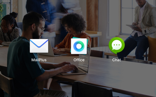 Image showing icons of Synology Drive, Office, Drive, MailPlus, Calendar, and Chat