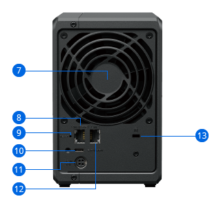 Back view of the product DS725plus