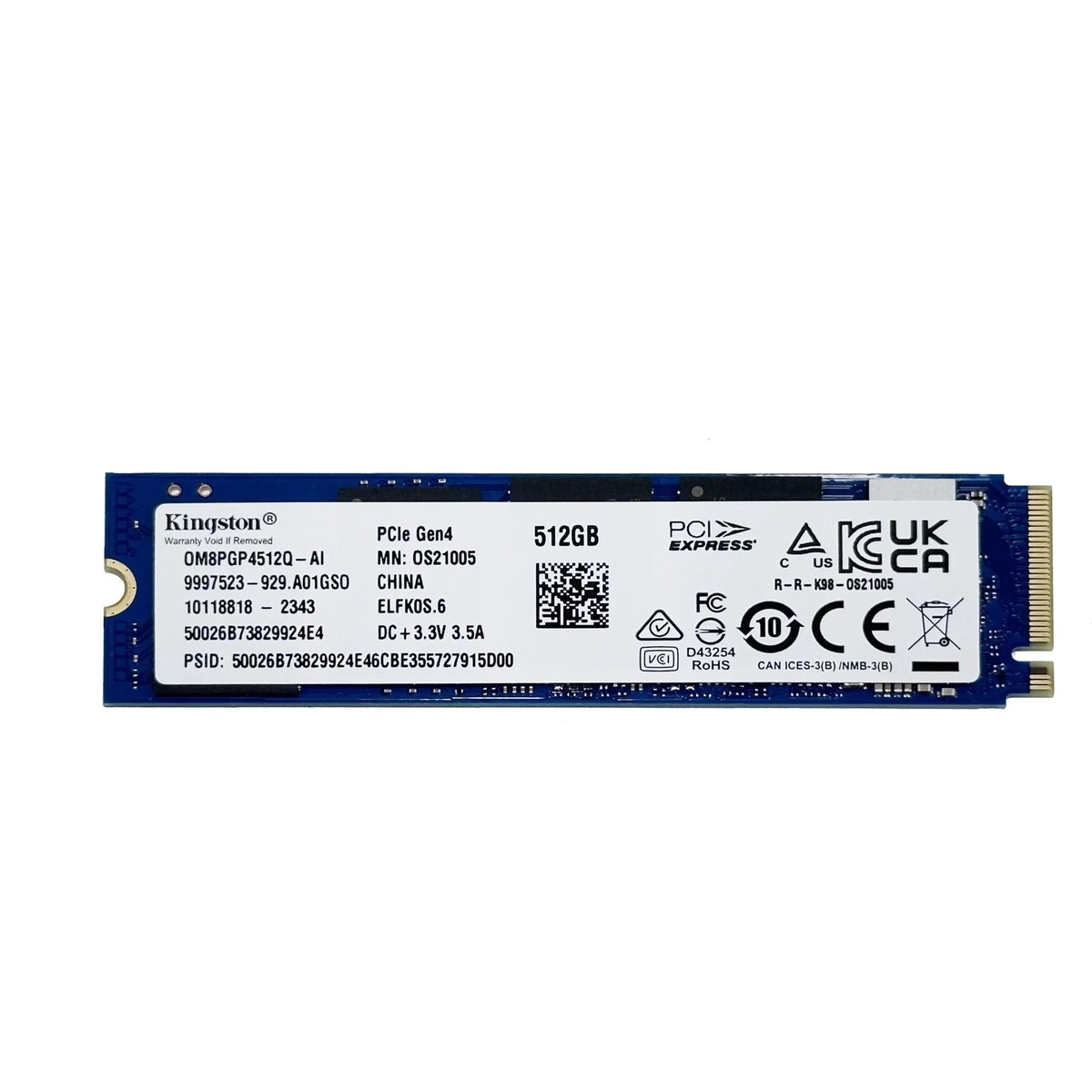 KINGSTON 512GB 5000/3000MBs 2280 PCIe 4.0 NVME SSD OM8PGP4512Q-AI BULK