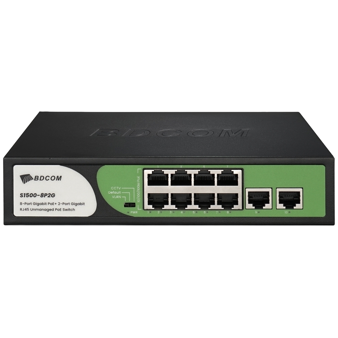 BDCOM S1500-8P2G 8 PORT 10/100/1000 8 PORT POE 2 PORT UPLINK 90W YONETILEMEZ DESKTOP SWITCH
